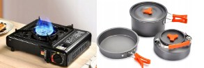 Camping cooker and pots set